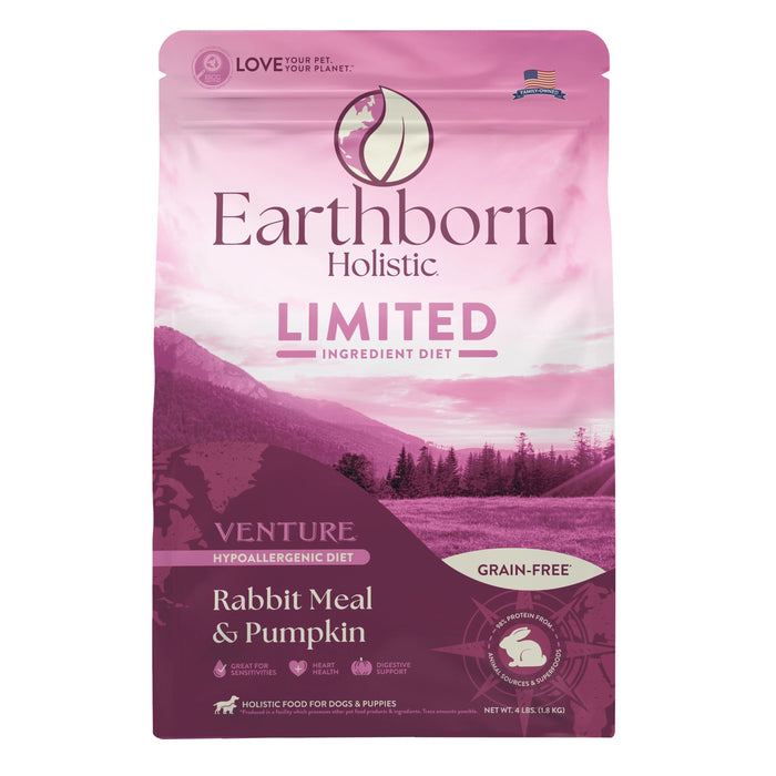 Earthborn Holistic Venture Limited Ingredient Diet Grain-Free Dry Dog Food Rabbit Meal & Pumpkin 4lb
