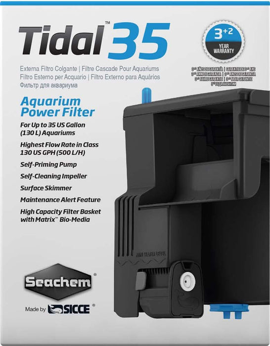 Seachem Laboratories Tidal 35 Power Filter Black 130 GPH
