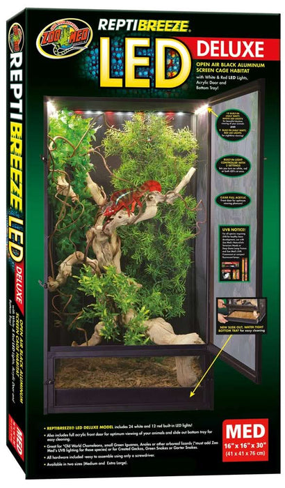 Zoo Med ReptiBreeze LED Deluxe Screen Cage Black MD