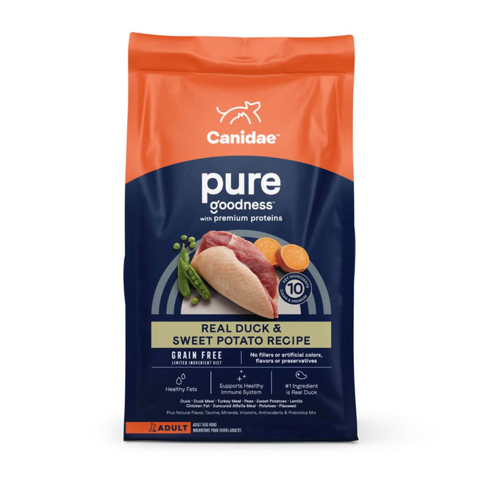 CANIDAE PURE Goodness Grain-Free LID Dry Dog Food Duck & Sweet Potato 22lb