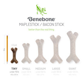 Benebone Stick & Zaggler Dog Chew Toy Maple & Bacon XS 2pk