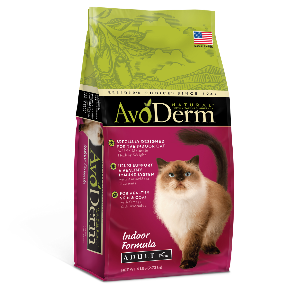 AvoDerm Natural Indoor Formula Dry Cat Food 6 lb — AnimalWiz.com