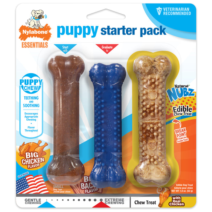 Nylabone Puppy Chew Starter Kit Chew Toy with Nubz Chew Treat Variety Small (1 Count)
