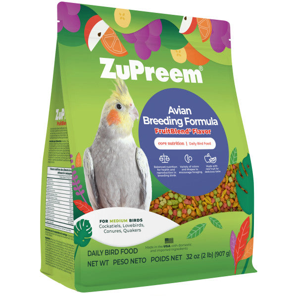 ZuPreem AvianBreeder FruitBlend Bird Food for Medium Birds - Cockatiels, Lovebirds, Conures, Quakers 2lb