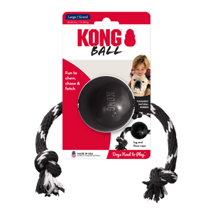 KONG Extreme Ball with Rope Dog Toy Black/White LG - Image 9