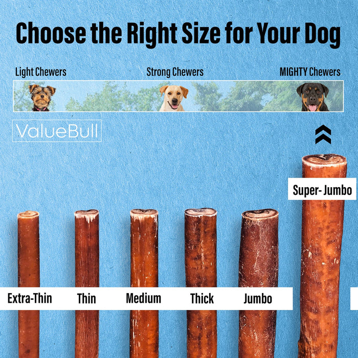 Value Pet Supplies ValueBull Bully Sticks for Large Dogs, Super Jumbo 6 Inch, 25 Count