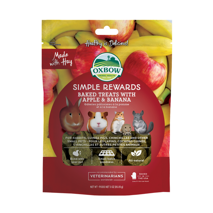 Oxbow Animal Health Simple Rewards Baked Small Animal Treats w/Apple & Banana 3oz