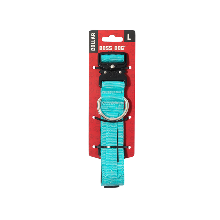 Boss Dog Tactical Adjustable Dog Collar Teal LG 17-22in