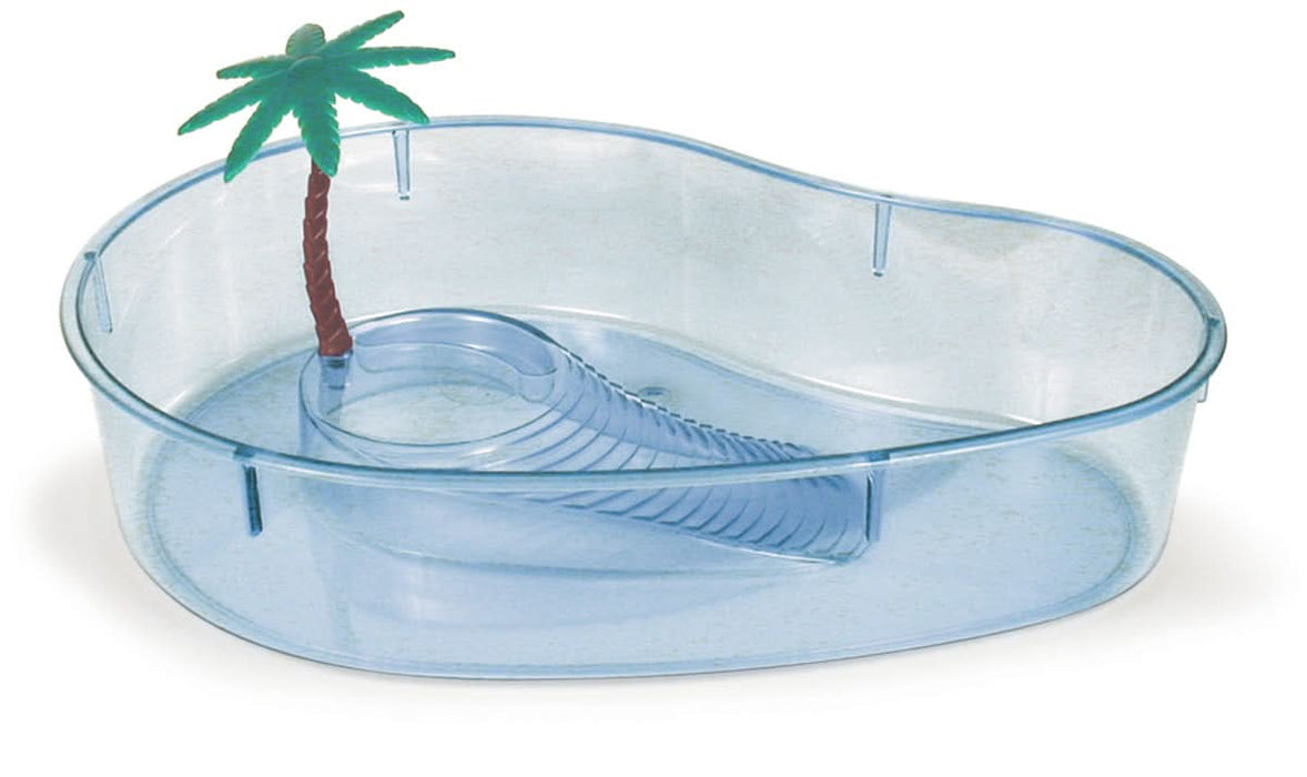 Lee's Aquarium & Pet Products Kidney Shape Turtle Lagoon with Plant Clear 14 in