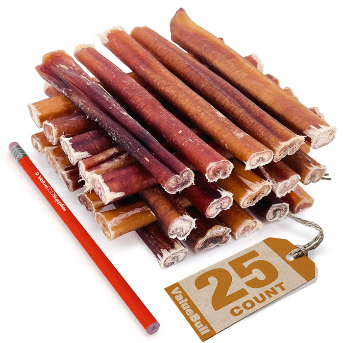 Value Pet Supplies ValueBull USA Bully Sticks for Large Dogs, Thick 6 Inch, 25 Count