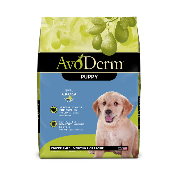 AvoDerm Natural Chicken Meal & Brown Rice - Dry Puppy Food 15 lb