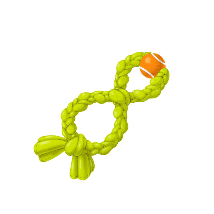 GURU Figure-8 Squeaking Tennis Snuffle Rope Dog Toy LG