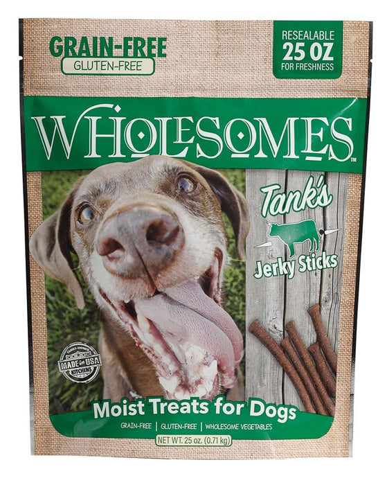 Wholesomes Tank's Beef Grain Free Jerky Sticks Moist Dog Treats 25 oz