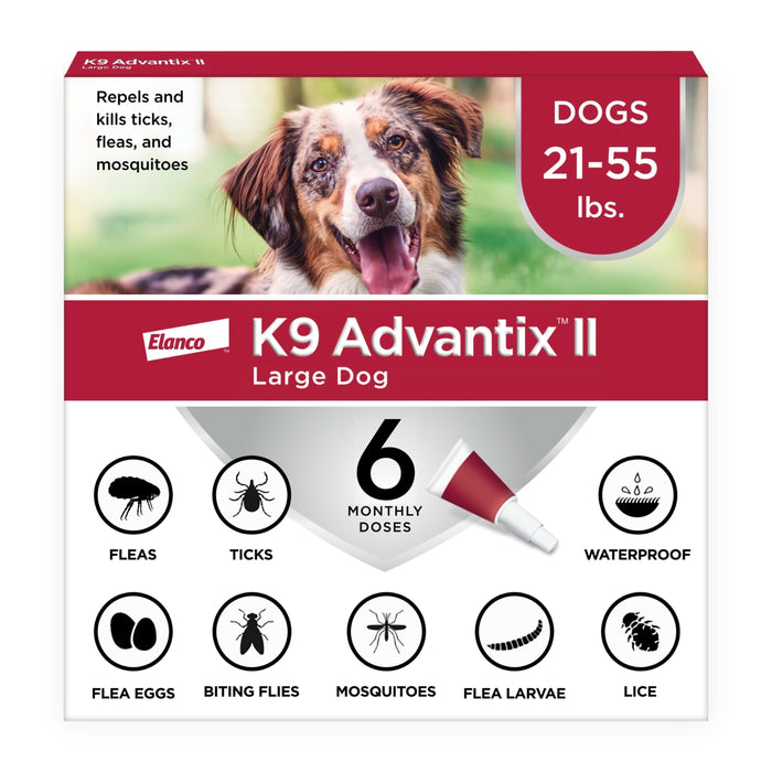 Elanco K9 Advantix II Topical Flea, Tick & Mosquito Treatment & Prevention for Dogs 6-Month Supply LG Dogs (21-55 lbs)