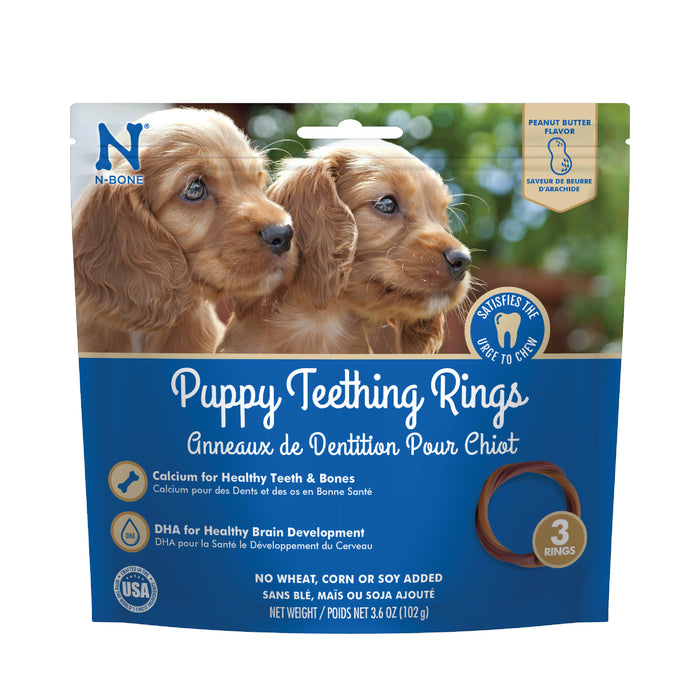 N-Bone Puppy Teething Rings Peanut Butter 3.6 oz|3 pk
