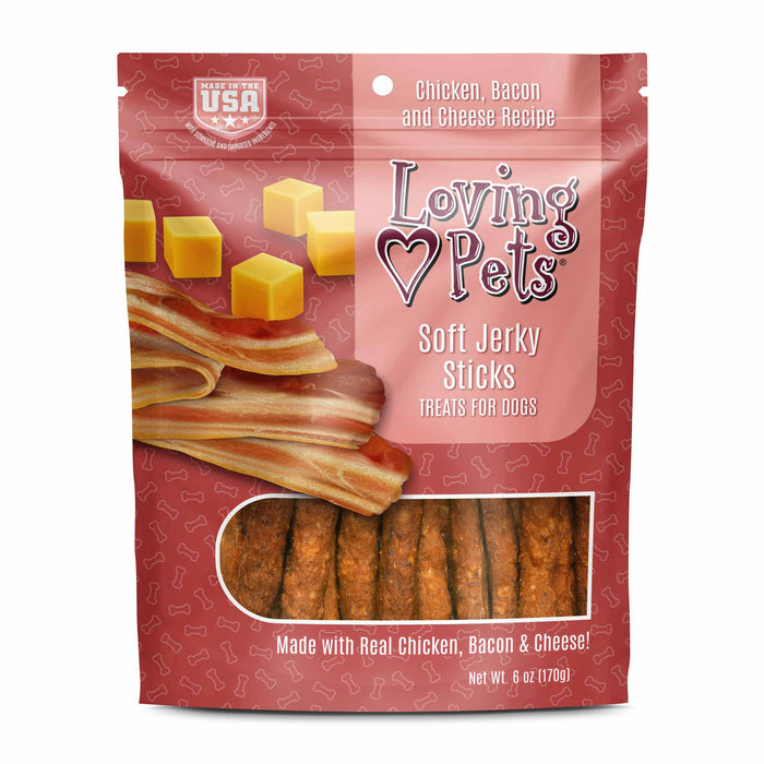 Loving Pets Soft Jerky Sticks Dog Treat Chicken, Bacon & Cheese 6oz