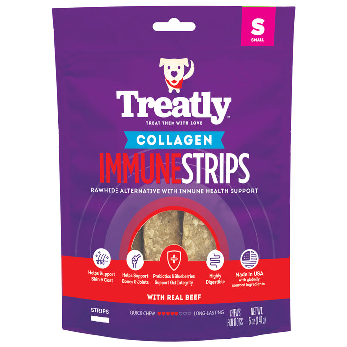 Treatly Collagen Immune Strips Dog Chews Beef 5oz