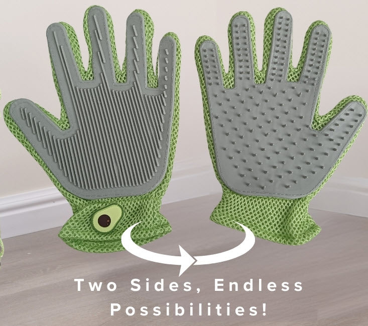 PetPals Grooming Glove Green & Gray One Size