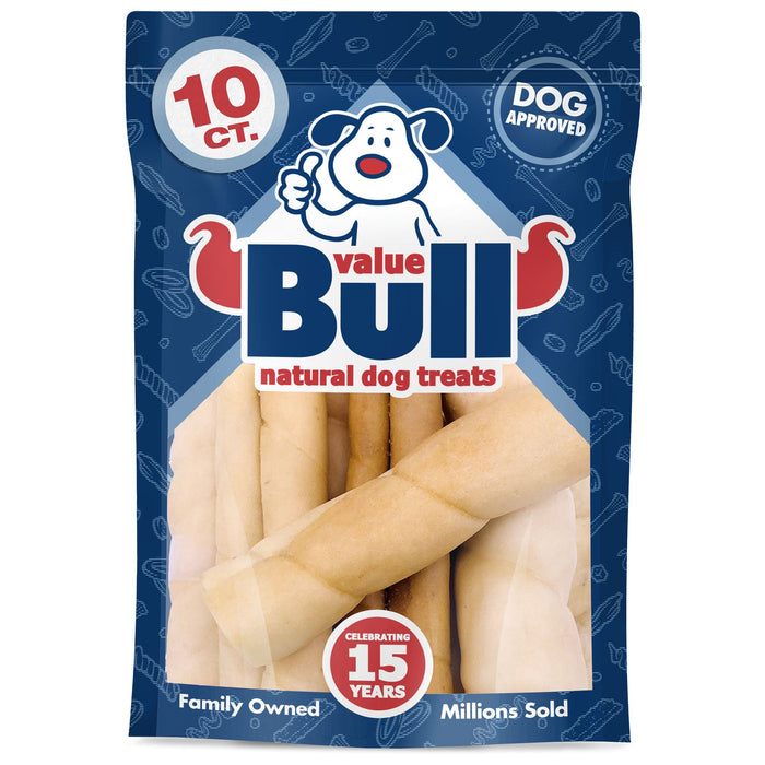 Value Pet Supplies ValueBull Beef Cheek Rolls, Long Lasting Dog Chews, Jumbo 5-6 Inch, 10 Count
