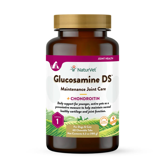 NaturVet Time Release Glucosamine DS with Chondroitin Chewable Tablets 60 Tablets 6.3 oz
