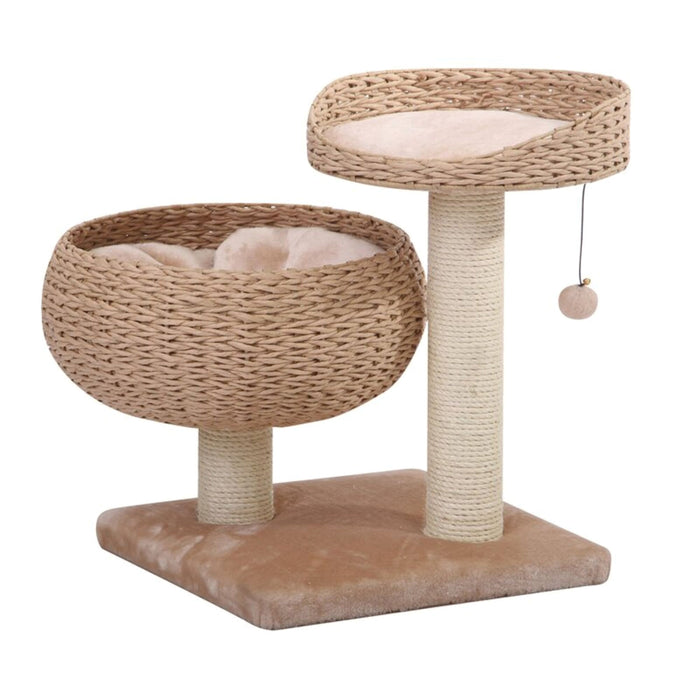 PetPals Cozy 2-Level Cat Perch Tree Beige & Cream 23in