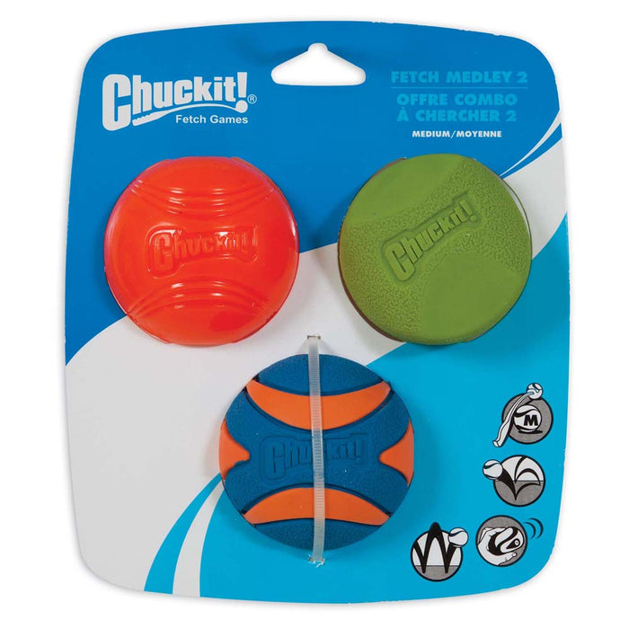 Chuckit! Fetch Medley Balls Dog Toy Assortment 2 Multi-Color 3pk MD - Image 2