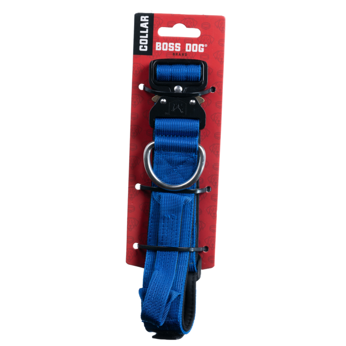 Boss Dog Tactical Adjustable Dog Collar Blue MD 15-18in