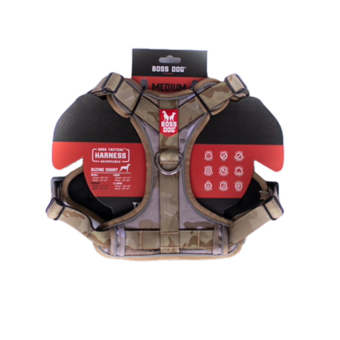 Boss Dog Tactical Dog Harness Tan Camo MD