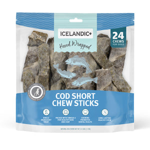 Icelandic+ Hand Wrapped Cod Skin Dog Chew Short Stick 5in 24pk - Image 2