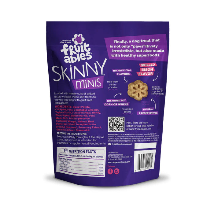 Fruitables Skinny Minis Soft Dog Treats Grilled Bison 5oz
