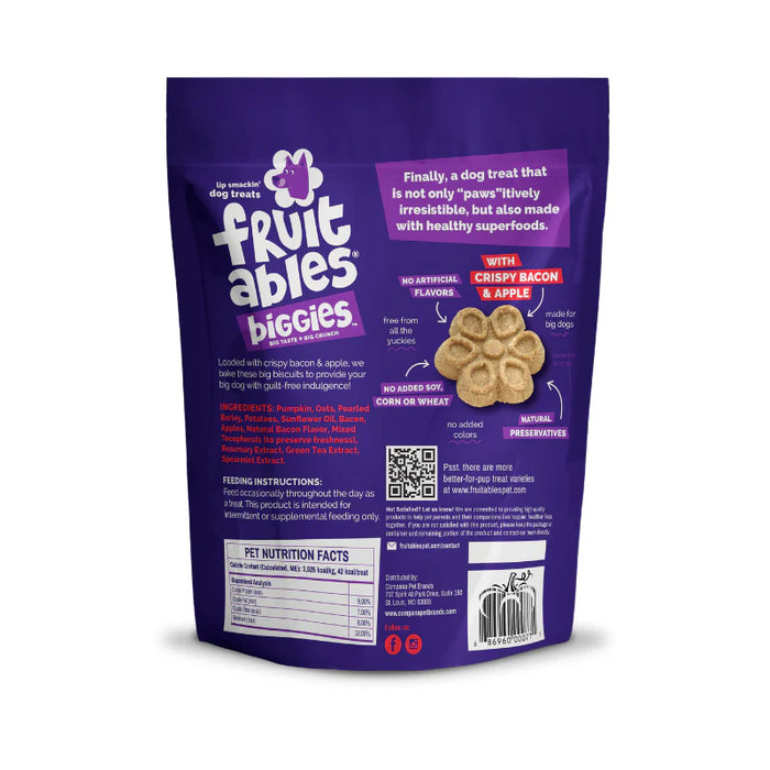 Fruitables Biggies Dog Treats Crispy Bacon & Apple 16oz