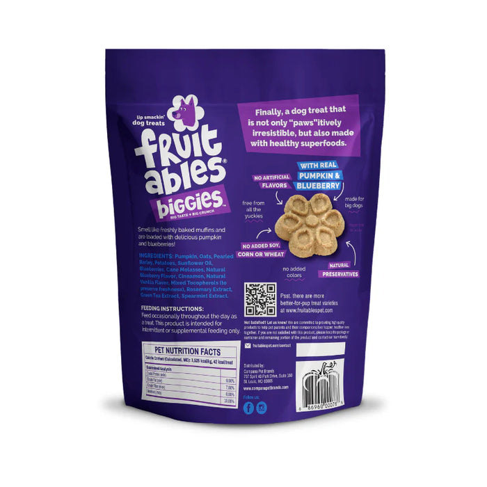Fruitables Biggies Dog Treats Pumpkin & Blueberry 16oz