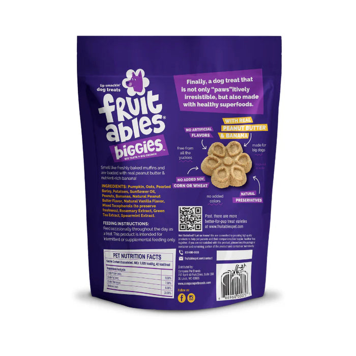 Fruitables Biggies Dog Treats Peanut Butter & Banana 16oz
