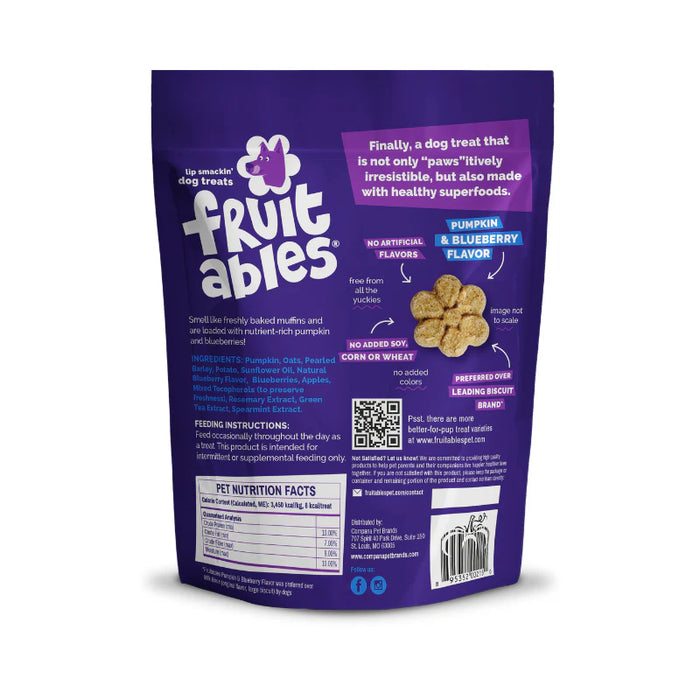 Fruitables Crunchy Baked Dog Treats Pumpkin & Blueberry 12oz 8pc