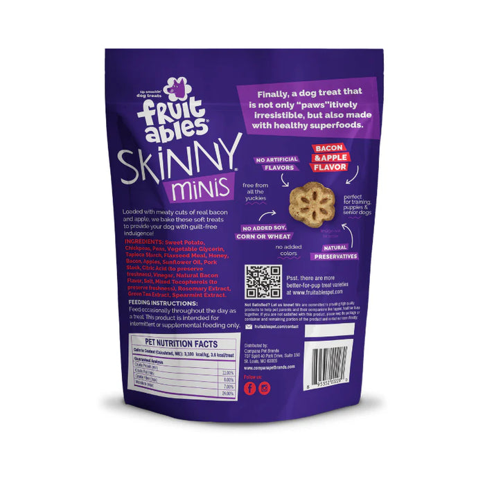 Fruitables Skinny Minis Soft Dog Treats Apple Bacon 5oz