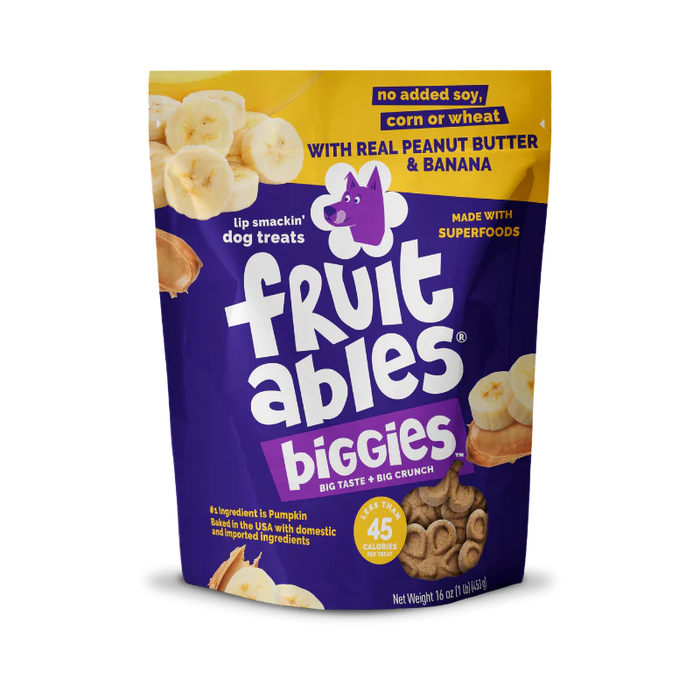 Fruitables Biggies Dog Treats Peanut Butter & Banana 16oz