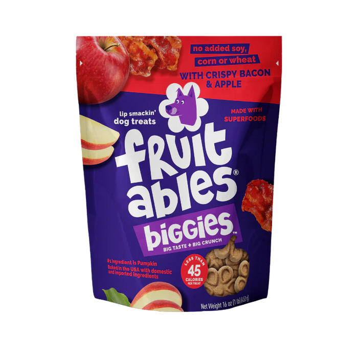 Fruitables Biggies Dog Treats Crispy Bacon & Apple 16oz