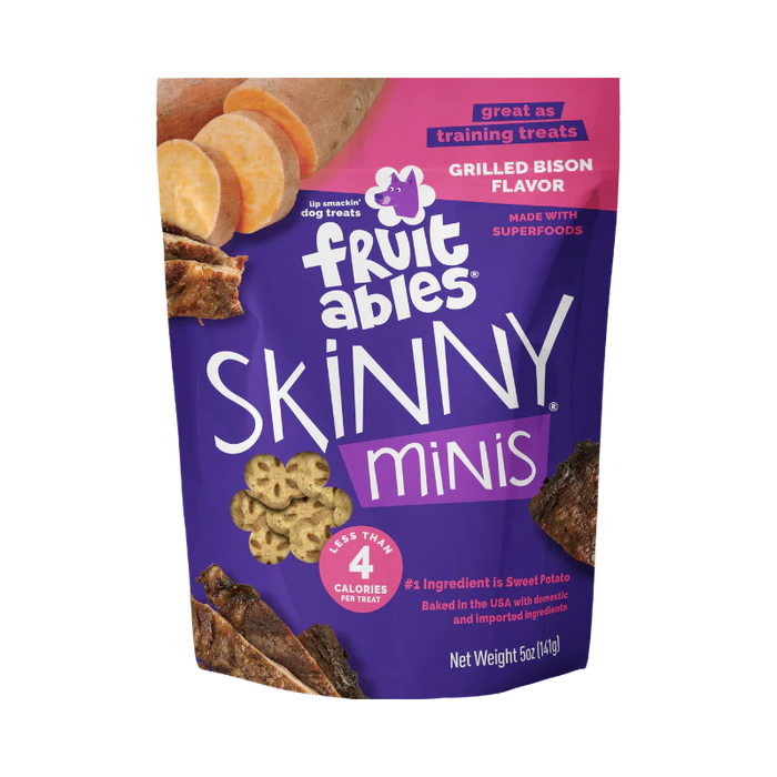 Fruitables Skinny Minis Soft Dog Treats Grilled Bison 5oz