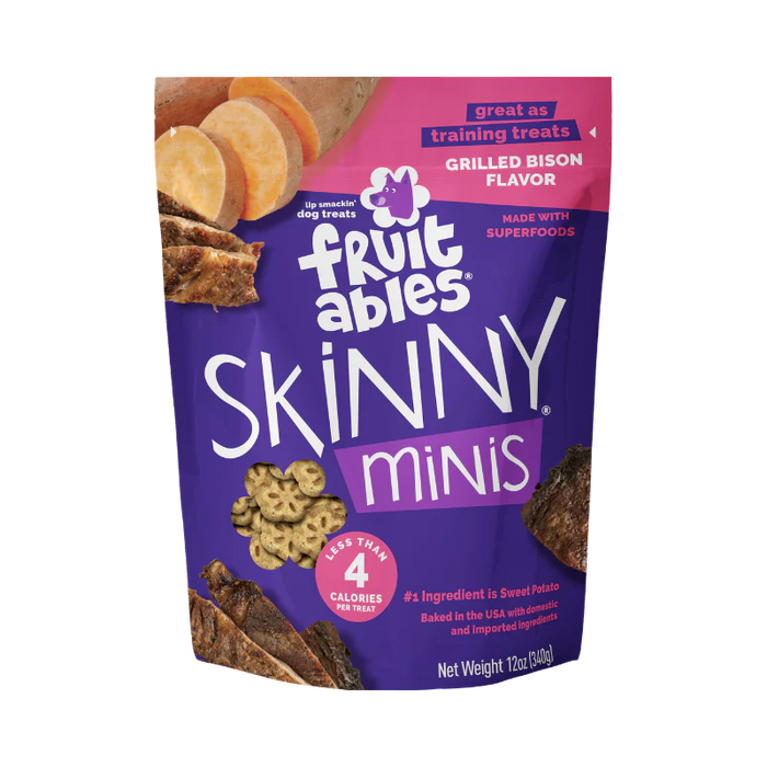 Fruitables Skinny Minis Soft Dog Treats Grilled Bison 12oz