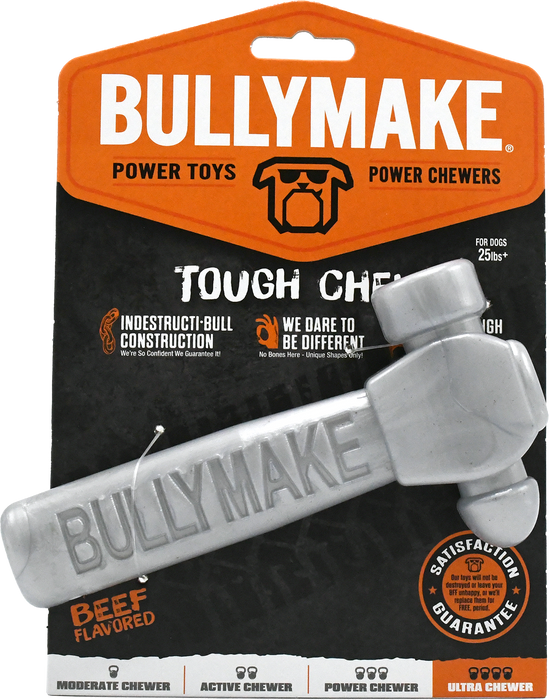 BullyMake Toss n' Treat Flavored Dog Chew Toy Hammer Beef One Size