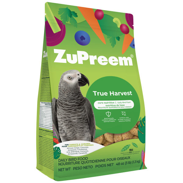 ZuPreem Ture Harvest Natural Bird Food for Parrots & Conures - African Greys, Amazons, Cockatoos 3lb