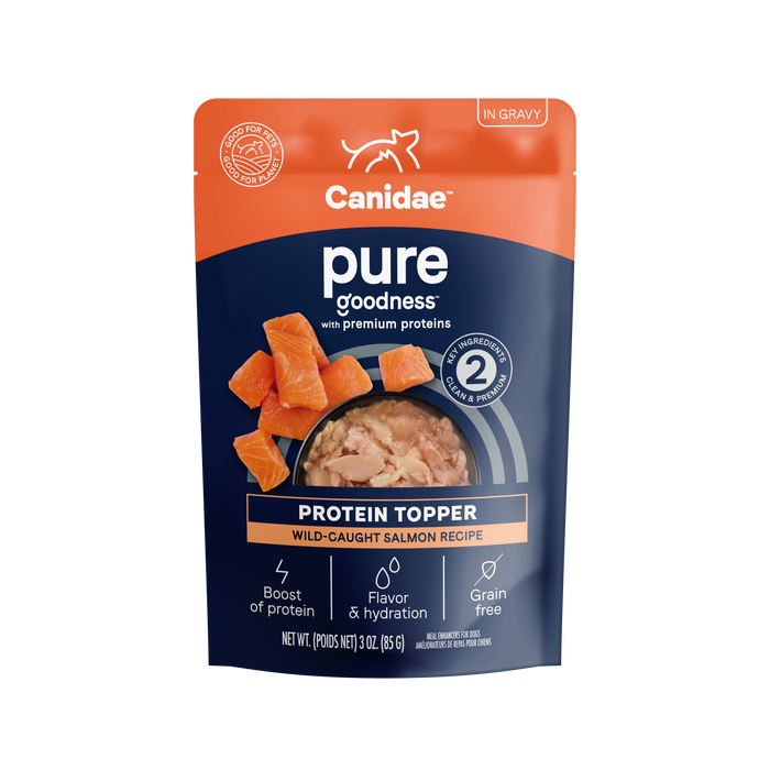 CANIDAE PURE Goodness Protein Topper for Dogs Wild-Caught Salmon in Gravy 3oz 12pk
