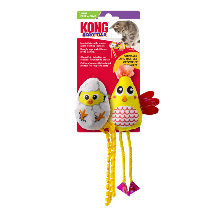 KONG Scrattles Cat Toy Chicken 2pk - Image 2