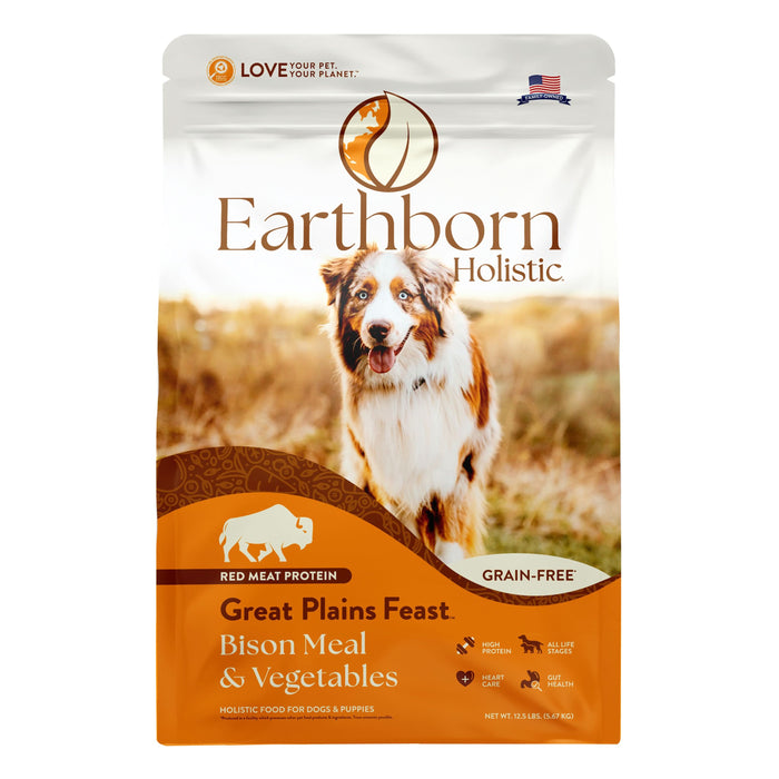 Earthborn Holistic Great Plains Feast Grain-Free Dry Dog Food Bison Meal & Vegetables 12.5lb