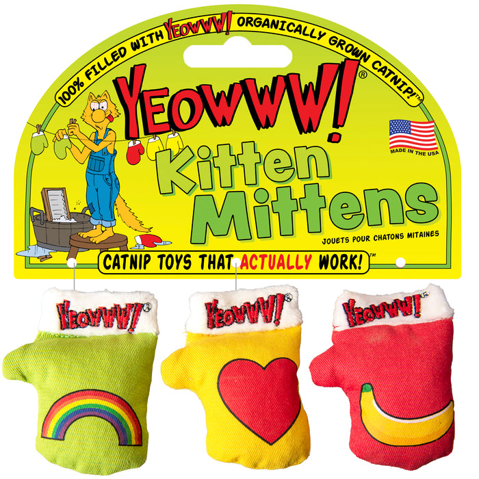 Yeowww! Kitten Mittens Catnip Cat Toys 3pk