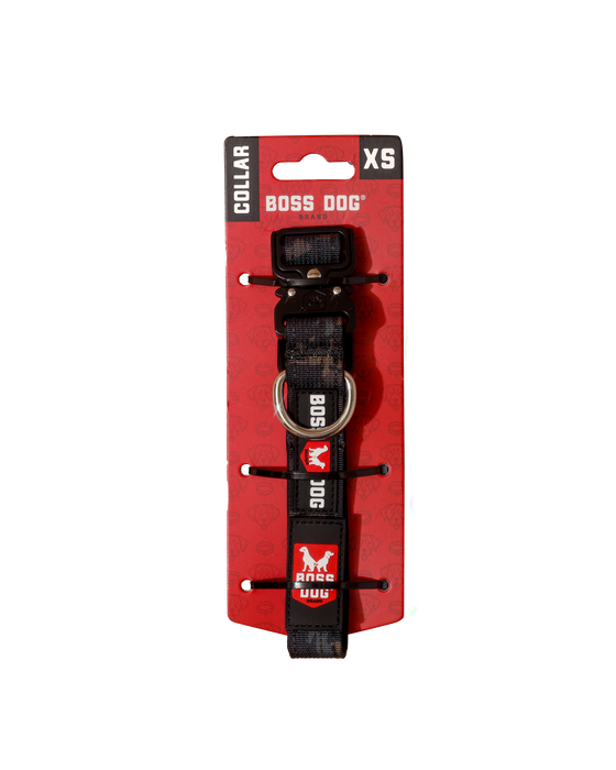 Boss Dog Tactical Adjustable Dog Collar Black Camo XS 11-14in