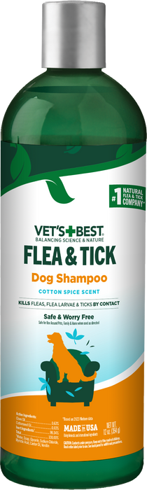 Vet's Best Flea & Tick Dog Shampoo Cotton Spice Scent 12oz