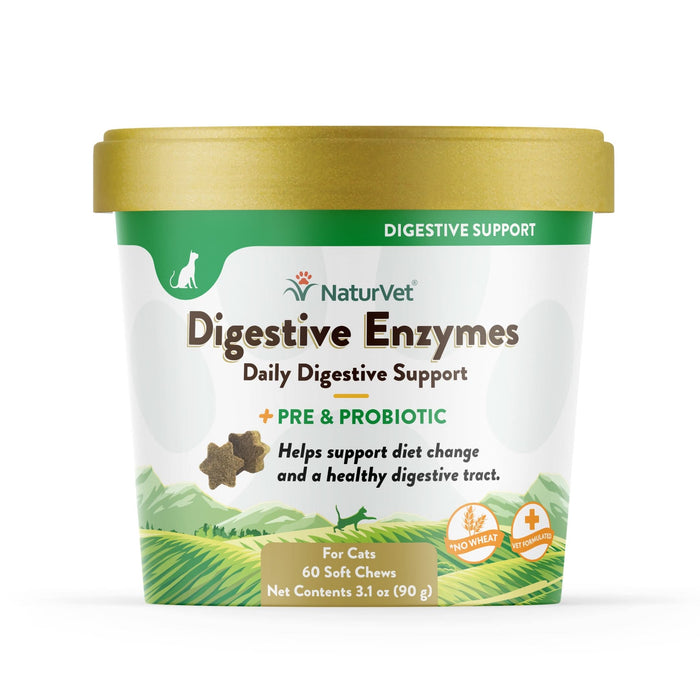 NaturVet Digestive Enzymes + Pre and Probiotic Cat Soft Chews 60ct