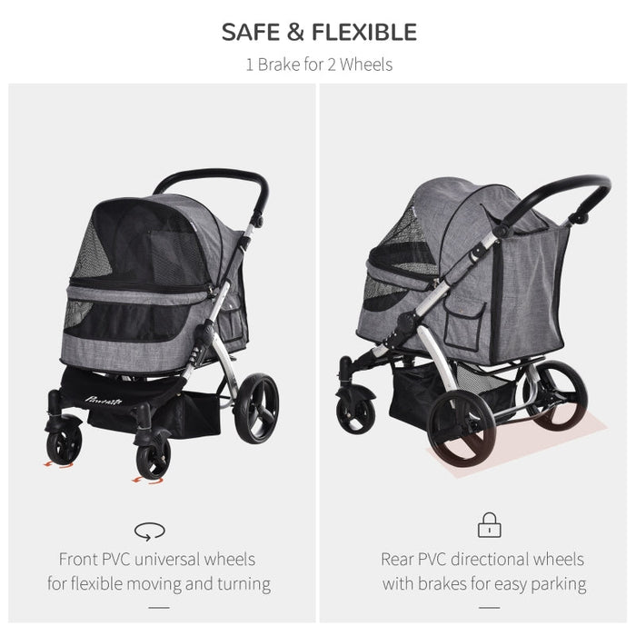 Furr Baby Gifts Travel Pet Stroller with Adjustable Handlebar