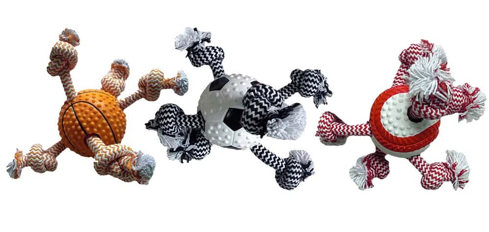 Multipet Doglucent TRP Tug Sports Balls Dog Toy Assorted 3.5 in - Image 2